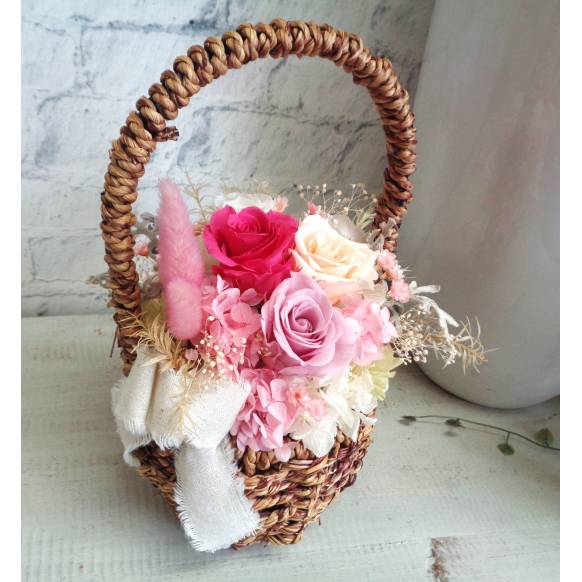 プリザバスケット・ピンクＭＩＸ