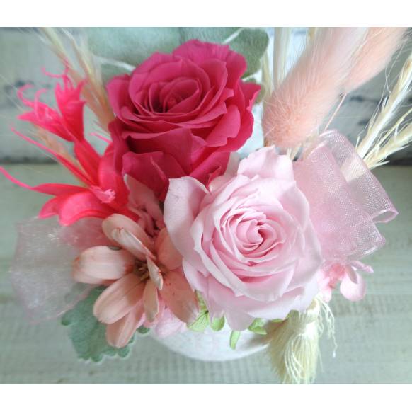 プリザ和モダン・薔薇色