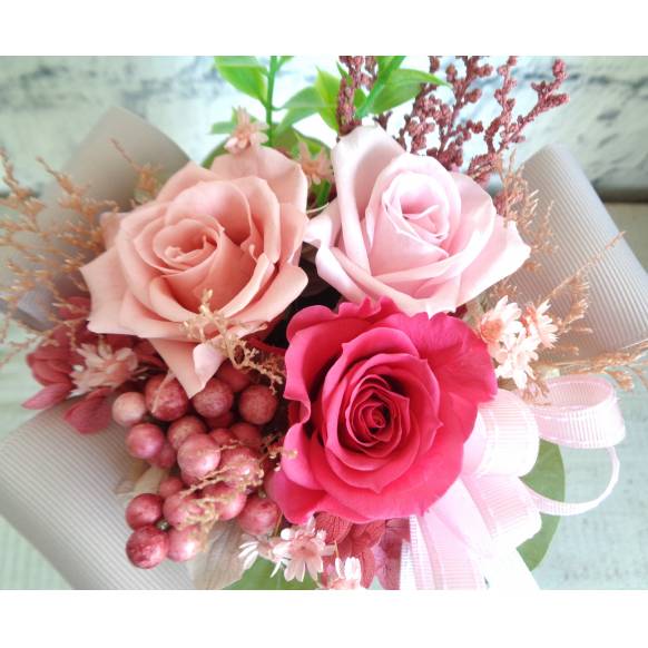 プリザ・りぼんピンク