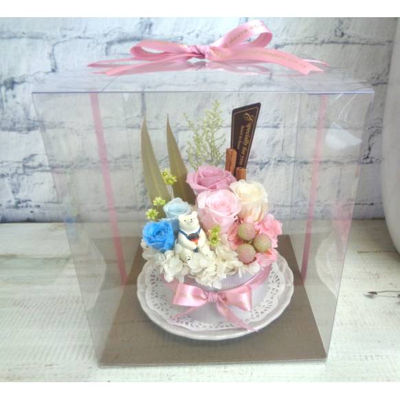 プリザ・フラワーホールケーキ・白クマさん