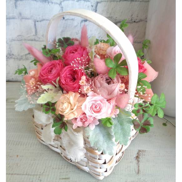 プリザバスケット/ゴージャス・ピンク