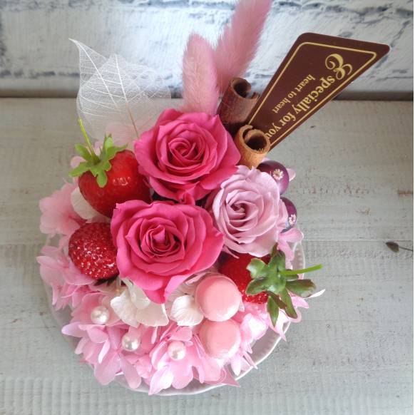 プリザ・フラワーホールケーキ・ストロベリー