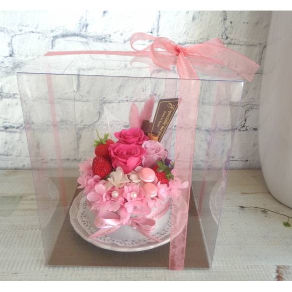 プリザ・フラワーホールケーキ・ストロベリー