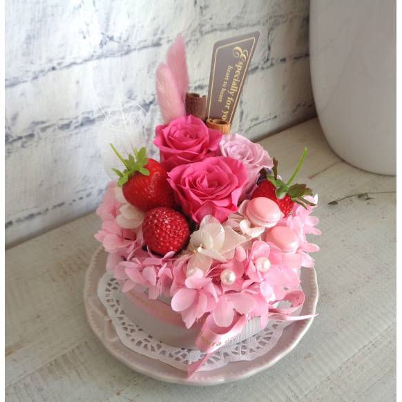 プリザ・フラワーホールケーキ・ストロベリー